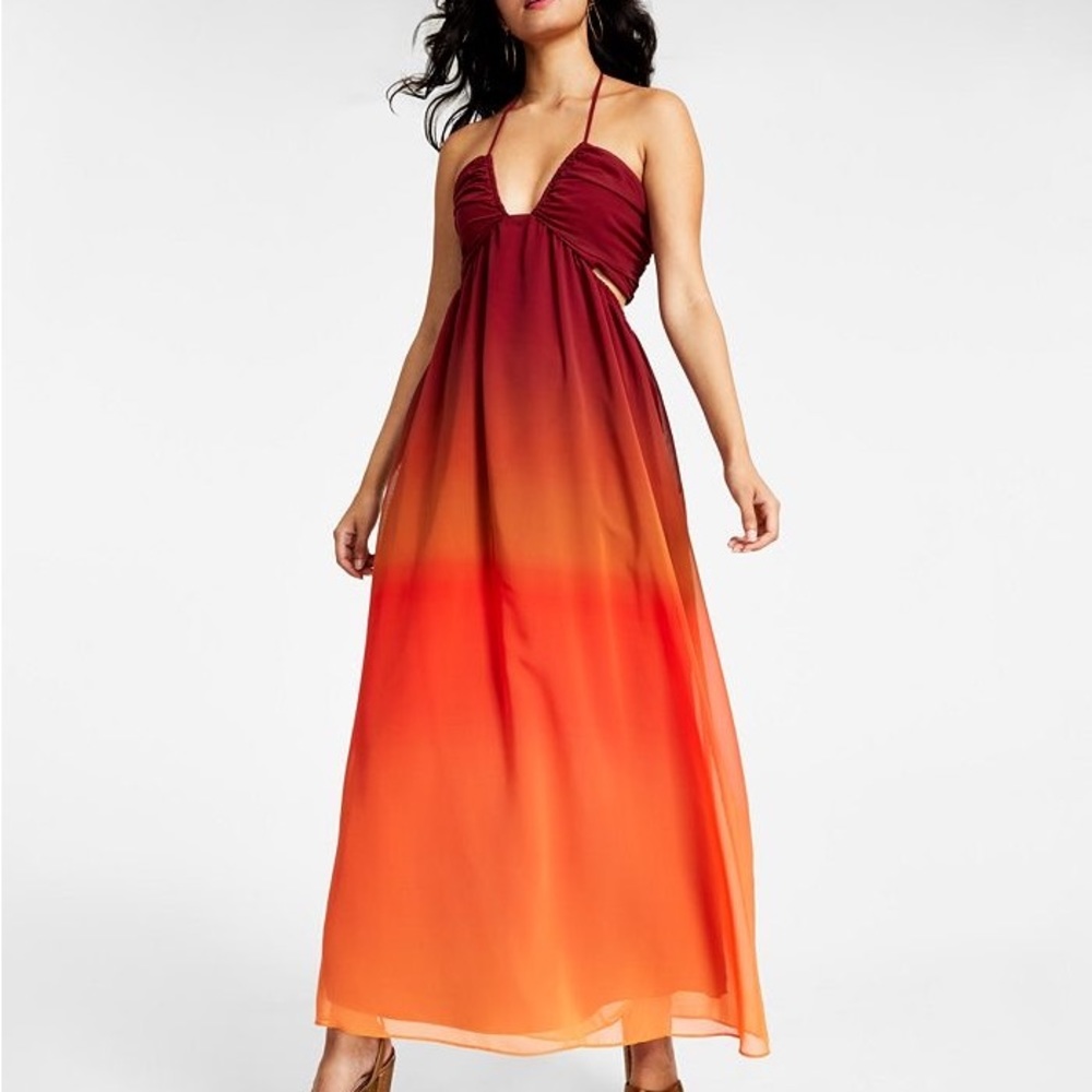 bnwt bar III ombre’/ sunset cutout halter maxi dress.